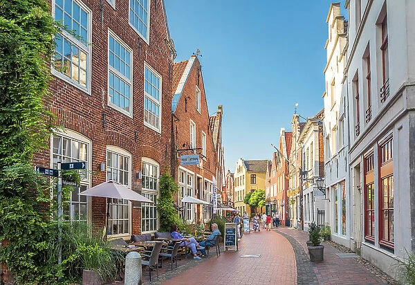 Historic houses on Rathausstrasse in the old town, Leer, East Frisia, Lower Saxony, Germany