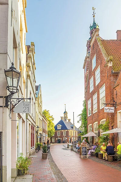 Historic houses on Rathausstrasse in the old town, Leer, East Frisia, Lower Saxony, Germany