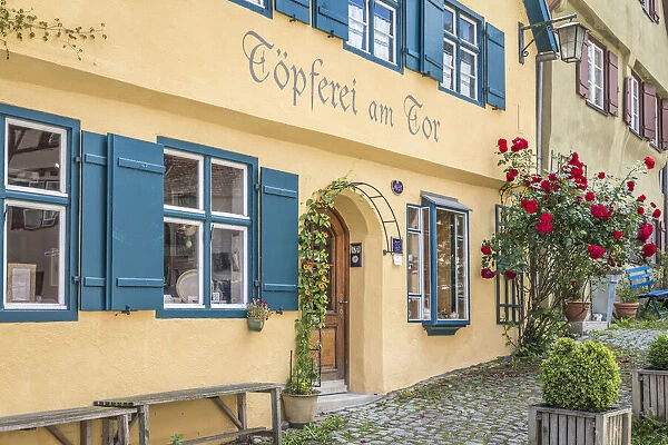 Historic houses on Segringer Strasse in the old town of Dinkelsbuhl, Middle Franconia, Bavaria, Germany