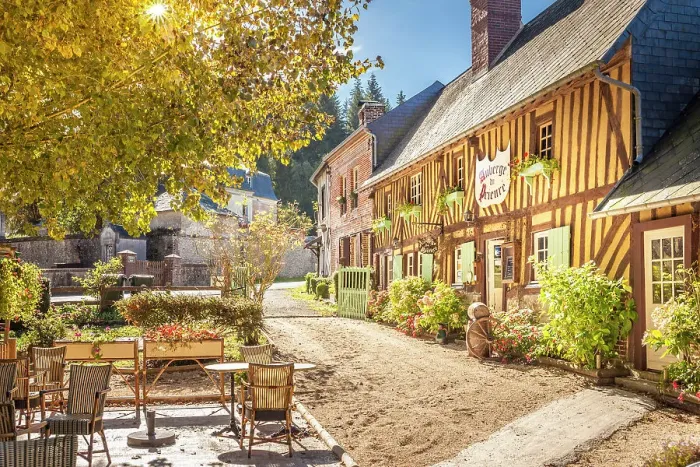 Framed Print : Historic Inn Auberge du Prieure in Saint-Hymer, Calvados, Normandy, France