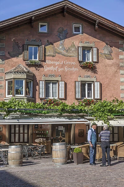 Historic inn zum Hirschen in the old town of Klausen, South Tyrol, Italy