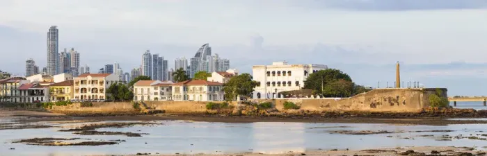 Framed Print : Historic and modern city skyline, Panama City, Panama, Central America