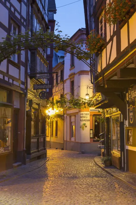 Framed Print : Historic old town at dawn, Bernkastel-Kues, Rhineland-Palatinate, Germany Framed Print : Historic old town at dawn, Bernkastel-Kues, Rhineland-Palatinate, Germany