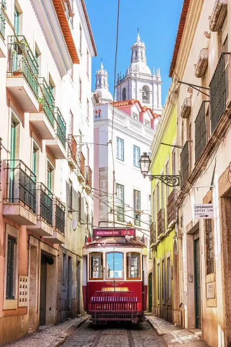 Framed Print : Historic red Tram in the Streets of Lisbon Lisbon, Portugal Framed Print : Historic red Tram in the Streets of Lisbon Lisbon, Portugal