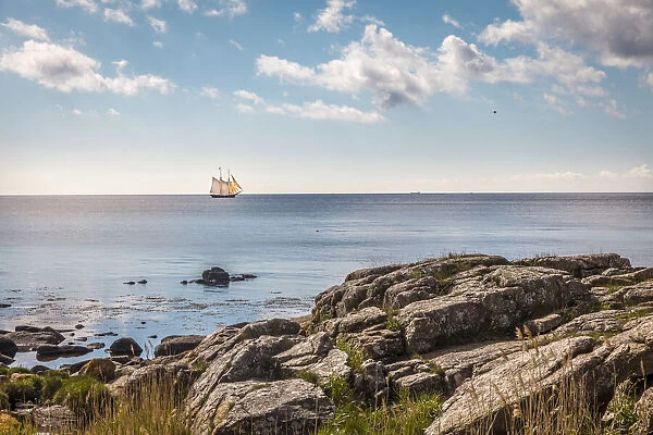 Historic sailing ship off the east coast of Bornholm, Denmark