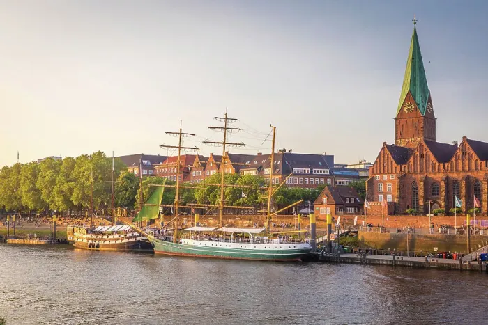 Framed Print : Historic sailing ships Admiral Nelson and Alexander von Humboldt at the Martini pier with St. Martini Church, Bremen, Germany Framed Print : Historic sailing ships Admiral Nelson and Alexander von Humboldt at the Martini pier with St. Martini Church, Bremen, Germany