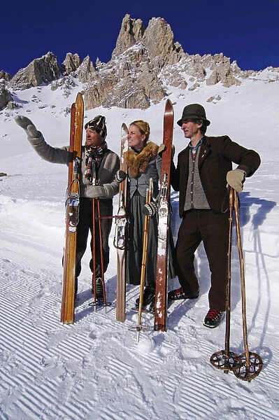 Historic Skier, Sella Ronda, Groeden, South Tyrol, Italy (MR)
