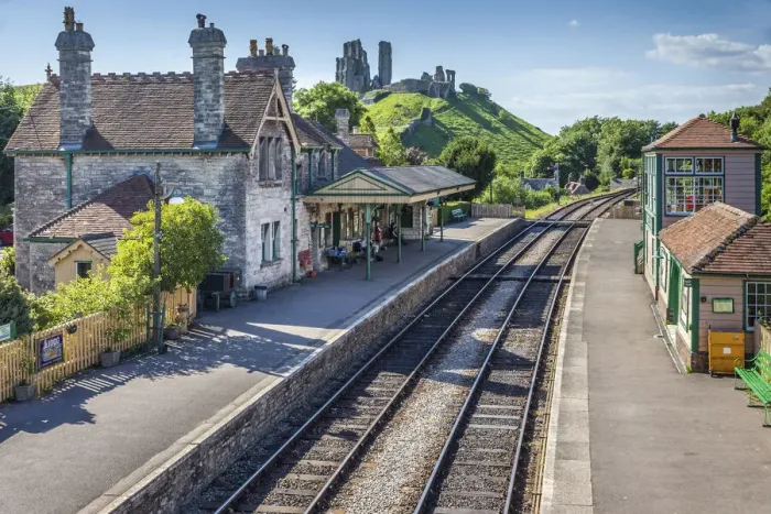 Framed Print : Historic train station at Corfe Castle, Dorset, England Framed Print : Historic train station at Corfe Castle, Dorset, England