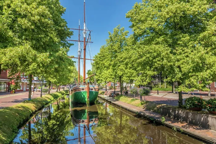 Framed Print : Historical cargo glider Margaretha on the main canal in the old town of Papenburg, Emsland, Lower Saxony, Germany Framed Print : Historical cargo glider Margaretha on the main canal in the old town of Papenburg, Emsland, Lower Saxony, Germany