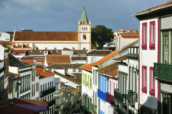 Framed Print : Historical center of Angra do Heroismo (UNESCO World Heritage Site) with the Motherchurch