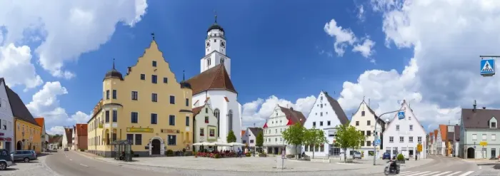 Framed Print : Historical Central Square, Hochstadt, Swabia, Bavaria, Germany Framed Print : Historical Central Square, Hochstadt, Swabia, Bavaria, Germany