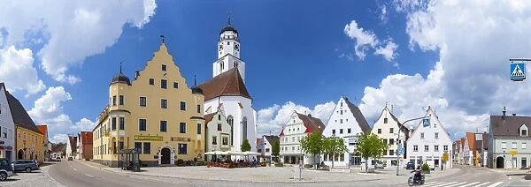 Historical Central Square, Hochstadt, Swabia, Bavaria, Germany