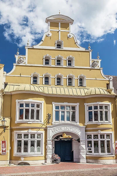 Historical pharmacy in the old town of Wismar, Mecklenburg-West Pomerania, Baltic Sea, Northern Germany, Germany