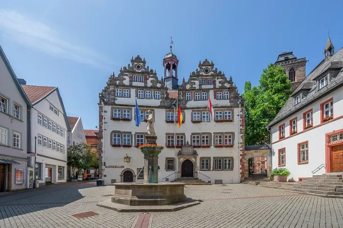 Framed Print : Historical town hall of Bad Hersfeld with Lullus fountain, Hesse, Germany Framed Print : Historical town hall of Bad Hersfeld with Lullus fountain, Hesse, Germany