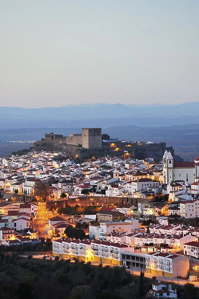 The historical village of Castelo de Vide at twilight. Alentejo, Portugal
