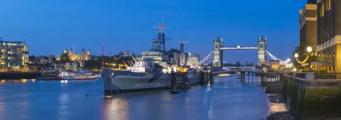 Framed Print : HMS Belfast & Tower of London, London, England, UK Framed Print : HMS Belfast & Tower of London, London, England, UK