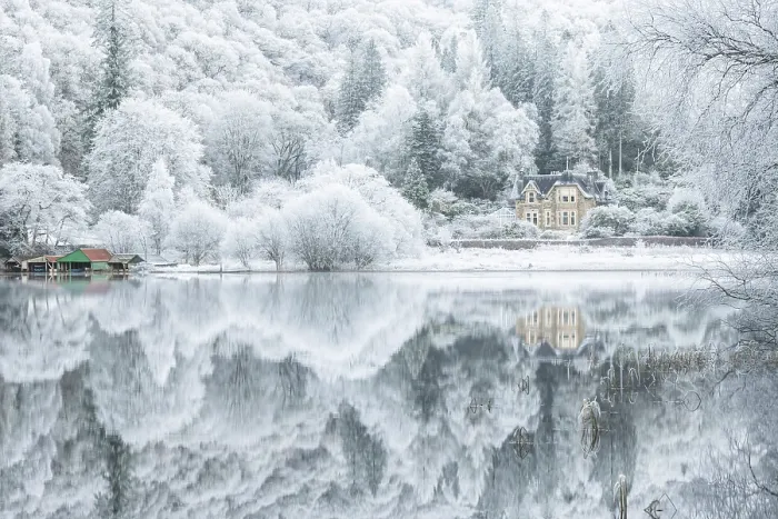Framed Print : Hoar Frost reflected in Loch Ard, Loch Lommond and the Trossachs National Park, Stirlingshire, Scotland, UK, December 2024 Framed Print : Hoar Frost reflected in Loch Ard, Loch Lommond and the Trossachs National Park, Stirlingshire, Scotland, UK, December 2024