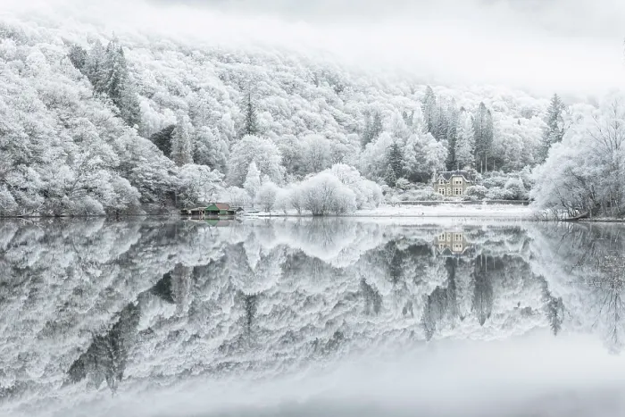 Framed Print : Hoar Frost reflected in Loch Ard, Loch Lommond and the Trossachs National Park, Stirlingshire, Scotland, UK, December 2024 Framed Print : Hoar Frost reflected in Loch Ard, Loch Lommond and the Trossachs National Park, Stirlingshire, Scotland, UK, December 2024