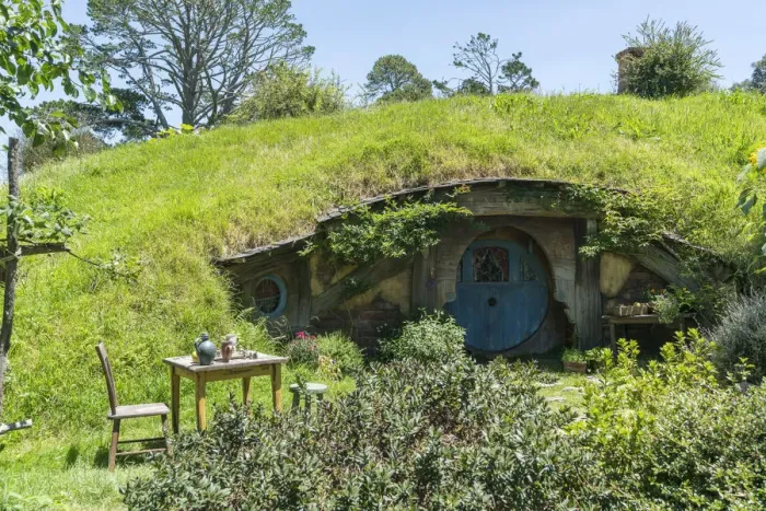 Framed Print : Hobbit house with table and chair in the garden Framed Print : Hobbit house with table and chair in the garden