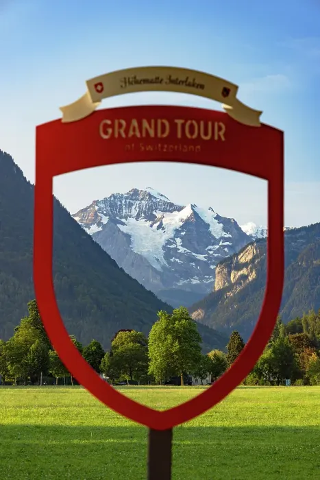 Framed Print : Hohematte Park and Jungfrau mountain, Interlaken, Switzerland