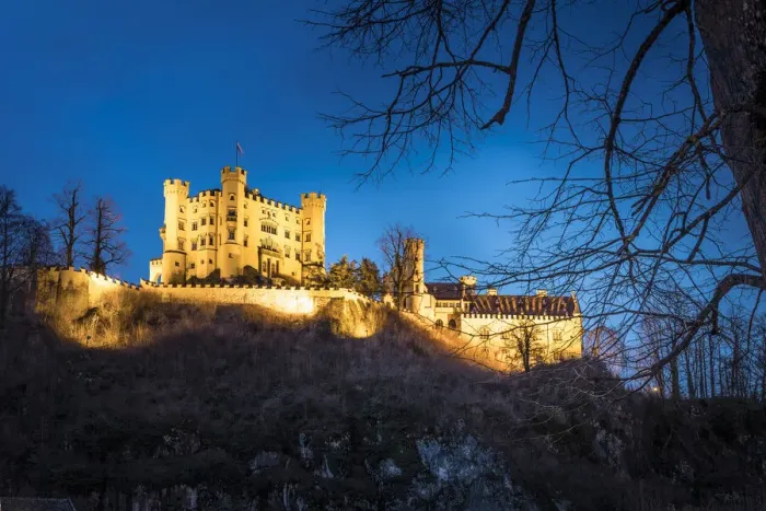 Framed Print : Hohenschwangau Castle in the evening, Schwangau, Allgaeu, Bavaria, Germany Framed Print : Hohenschwangau Castle in the evening, Schwangau, Allgaeu, Bavaria, Germany