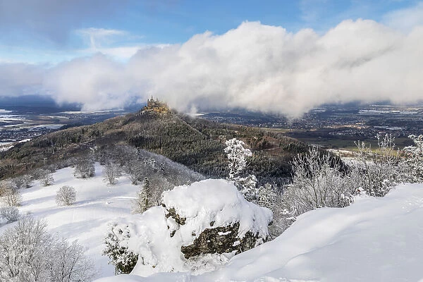 Hohenzollern Castle in winter, Swabian Jura, Baden-Wurttemberg, Germany