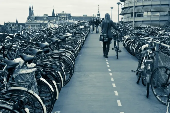 Framed Print : Holland, Amsterdam, Bicycle park outside the main train station Framed Print : Holland, Amsterdam, Bicycle park outside the main train station