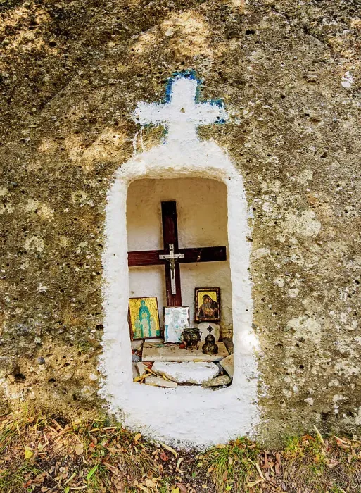 Framed Print : Holy Spirit Shrine, Holy Spirit Rock, detailed view, Meteora, Thessaly, Greece Framed Print : Holy Spirit Shrine, Holy Spirit Rock, detailed view, Meteora, Thessaly, Greece