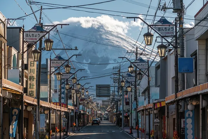 Framed Print : Honcho Street and Mount Fuji, Fujiyoshida, Yamanashi Prefecture, Japan Framed Print : Honcho Street and Mount Fuji, Fujiyoshida, Yamanashi Prefecture, Japan