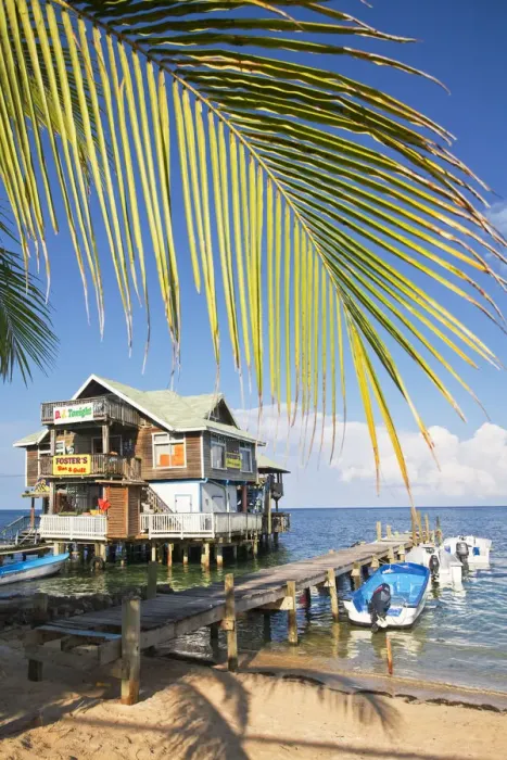 Framed Print : Honduras, Bay Islands, Roatan, West End, Fosters bar and restaurant Framed Print : Honduras, Bay Islands, Roatan, West End, Fosters bar and restaurant
