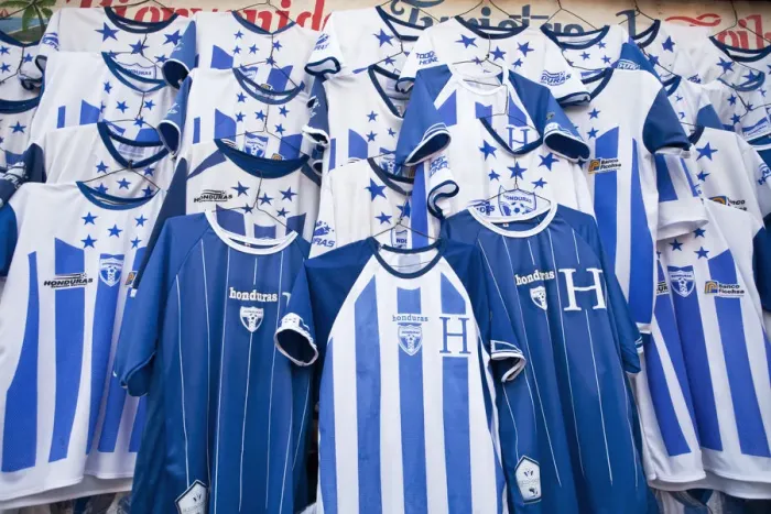 Framed Print : Honduras, La Ceiba, Hondusas football shirts Framed Print : Honduras, La Ceiba, Hondusas football shirts