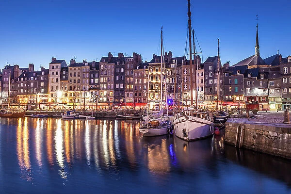 Honfleur harbor in the evening, Calvados, Normandy, France