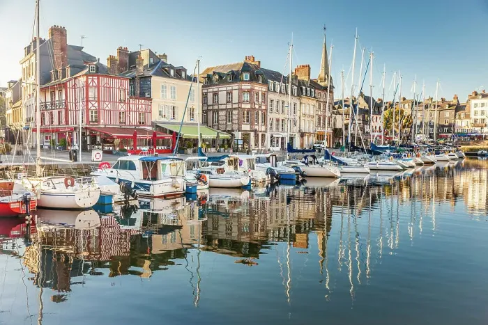 Framed Print : Honfleur harbor in the morning light, Calvados, Normandy, France Framed Print : Honfleur harbor in the morning light, Calvados, Normandy, France