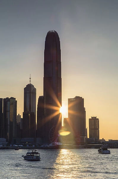 Hong Kong Island skyline and International Finance Centre (IFC) at sunset, Hong Kong