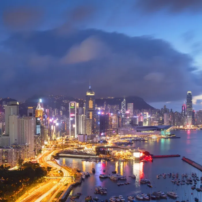Framed Print : Hong Kong Island skyline at sunset, Hong Kong Framed Print : Hong Kong Island skyline at sunset, Hong Kong
