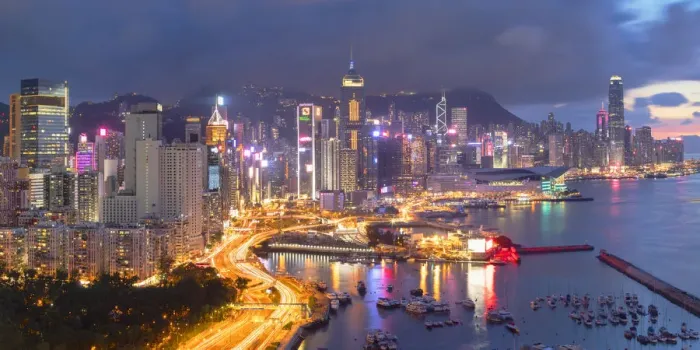 Framed Print : Hong Kong Island skyline at sunset, Hong Kong Framed Print : Hong Kong Island skyline at sunset, Hong Kong