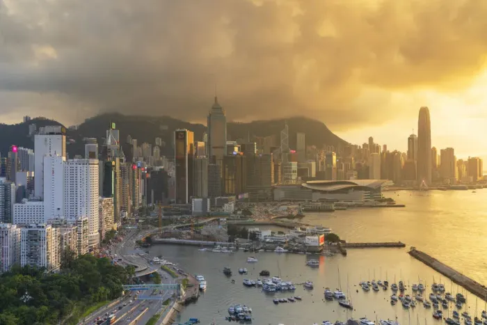 Framed Print : Hong Kong Island skyline at sunset, Hong Kong
