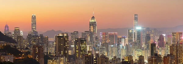 Hong Kong Island skyline at sunset, Hong Kong