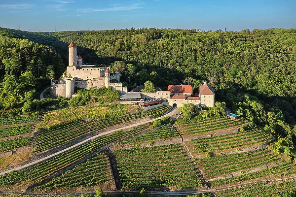 Hornberg Castle, Neckarzimmern, Neckartal Valley, Odenwald, Burgenstrasse, Baden-Wurttemberg; Germany