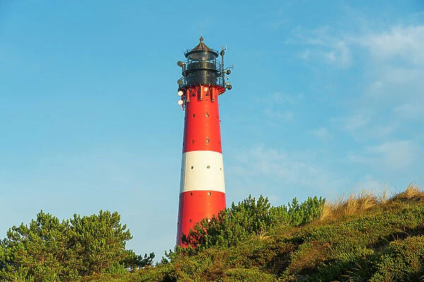 Hornum lighthouse against sky, Hornum, Sylt, Nordfriesland, Schleswig-Holstein, Germany