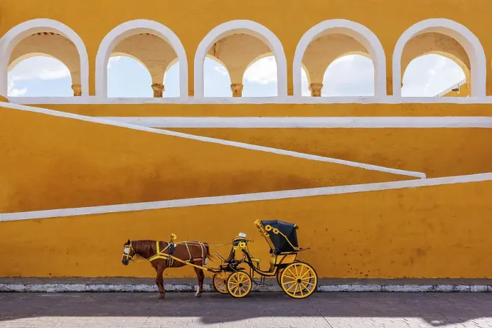 Framed Print : Horse and carriage in front of the Convent San Antonio de Padua, Izamal, Yucatan, Mexico Framed Print : Horse and carriage in front of the Convent San Antonio de Padua, Izamal, Yucatan, Mexico