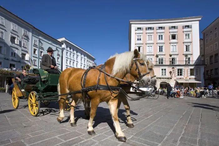 Framed Print : Horse carriage, Fiaker, old market, Salzburg, Salzburg state, Austria