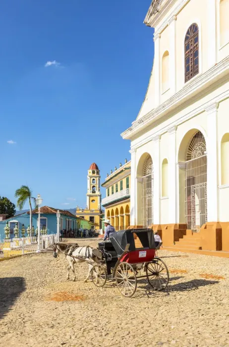 Framed Print : A horse and carriage in front of Iglesia de la Santisima Framed Print : A horse and carriage in front of Iglesia de la Santisima
