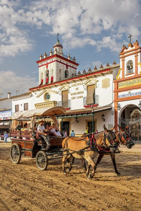 Framed Print : Horse-drawn cart in a street, Romeria de El Rocio pilgrimage, El Rocio, Huelva, Andalusia, Spain Framed Print : Horse-drawn cart in a street, Romeria de El Rocio pilgrimage, El Rocio, Huelva, Andalusia, Spain