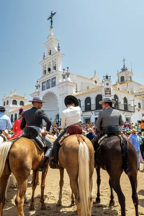 Framed Print : Horsemen in front of Ermita de la Virgen del Rocio, Romeria de El Rocio pilgrimage, El Rocio, Huelva, Andalusia, Spain Framed Print : Horsemen in front of Ermita de la Virgen del Rocio, Romeria de El Rocio pilgrimage, El Rocio, Huelva, Andalusia, Spain