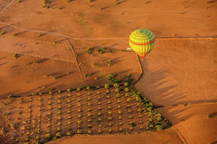 Framed Print : Hot air balloon over the Moroccan landscape, Marrakech, Morocco Framed Print : Hot air balloon over the Moroccan landscape, Marrakech, Morocco