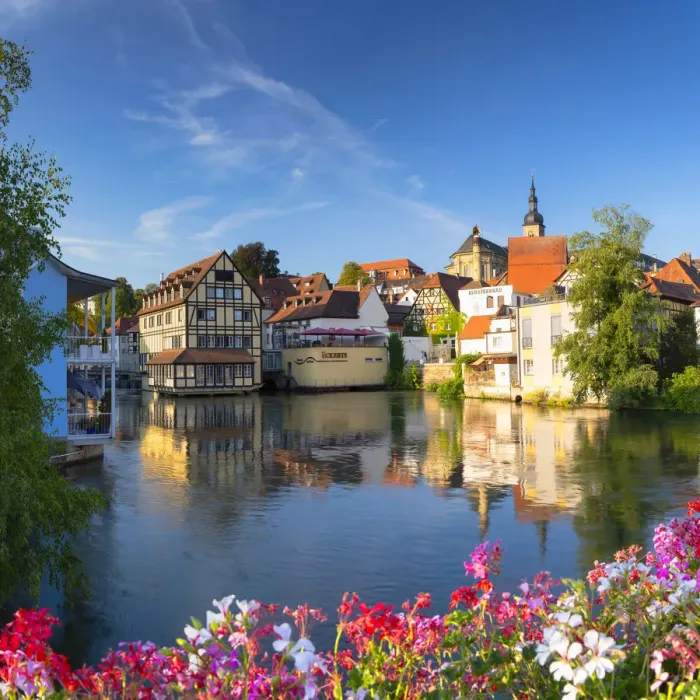 Framed Print : Hotel Nepomuk and Eckerts restaurant on River Regnitz, Bamberg (UNESCO World Heritage Framed Print : Hotel Nepomuk and Eckerts restaurant on River Regnitz, Bamberg (UNESCO World Heritage