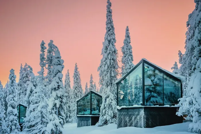 Framed Print : Hotel in Ruka during winter in finnish Lapland, Finland Framed Print : Hotel in Ruka during winter in finnish Lapland, Finland