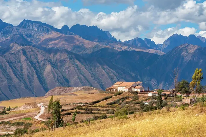 Framed Print : House with the Andes in background, Maras, Sacred Valley, Urubamba Province, Cusco Region, Peru