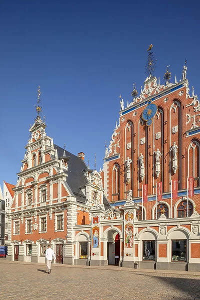 House of Blackheads and Schwab House, Town Hall Square, Old Town, Riga, Latvia